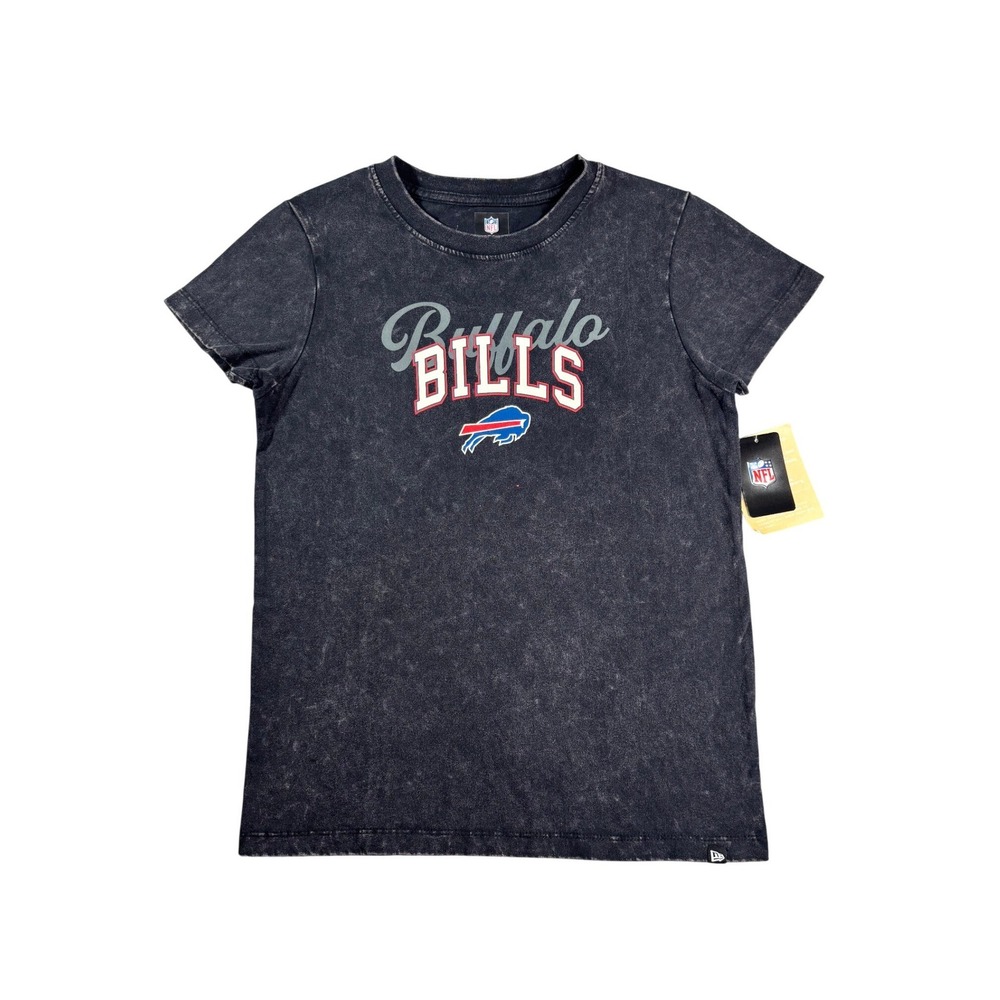 New Era NFL Buffalo Bills Girls Acid Wash T-Shirt Charcoal Size 10/12 NWT
